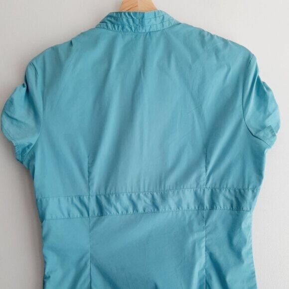 RW&CO Fitted V-Neck Short Sleeve Shirt Tailored Top Blue Sz M - Picture 9 of 12